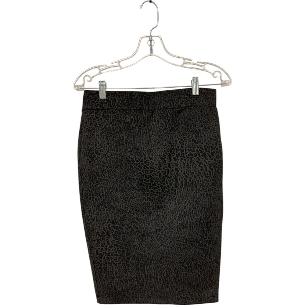 A Byer Pencil Skirt Charcoal Black Womens Size M Animal Print Pull‎ On NWT